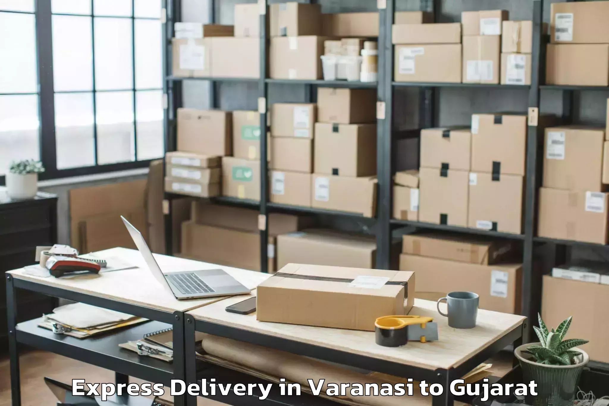 Professional Varanasi to Thasra Express Delivery